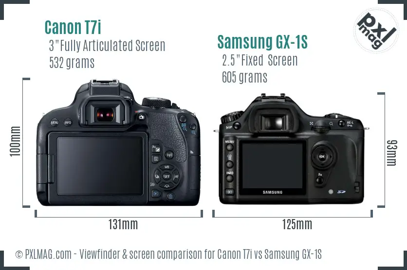 Canon T7i vs Samsung GX-1S Screen and Viewfinder comparison