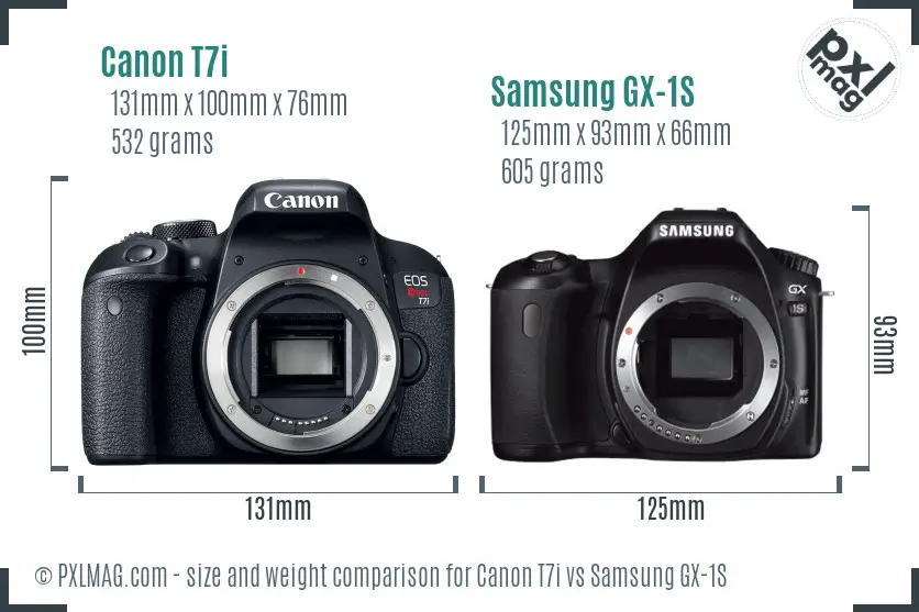 Canon T7i vs Samsung GX-1S size comparison