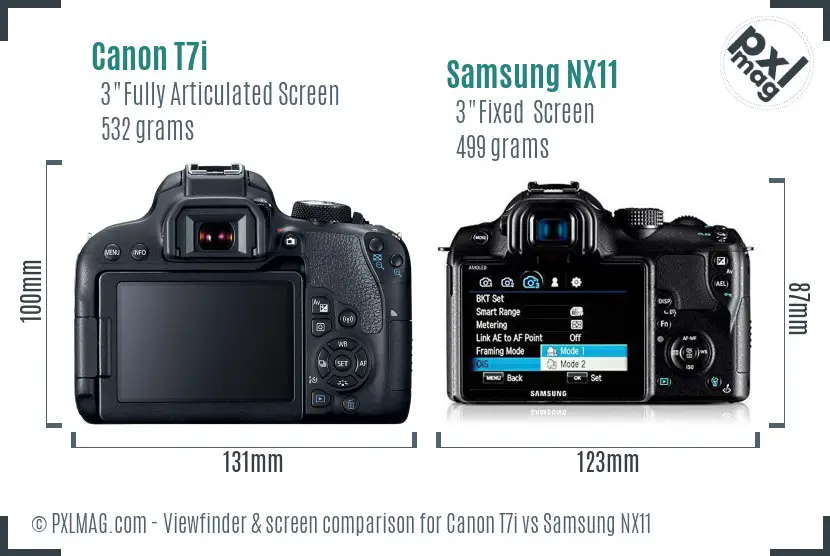Canon T7i vs Samsung NX11 Screen and Viewfinder comparison