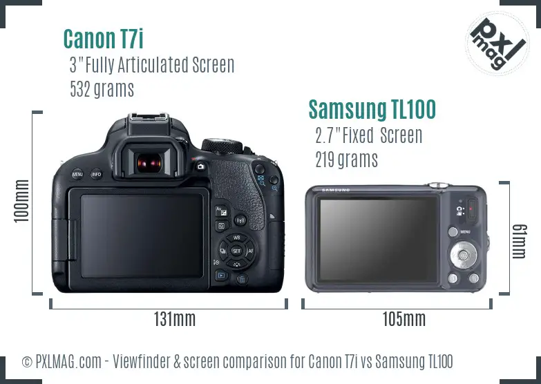 Canon T7i vs Samsung TL100 Screen and Viewfinder comparison