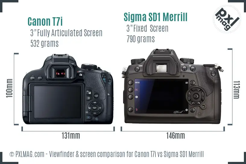 Canon T7i vs Sigma SD1 Merrill Screen and Viewfinder comparison