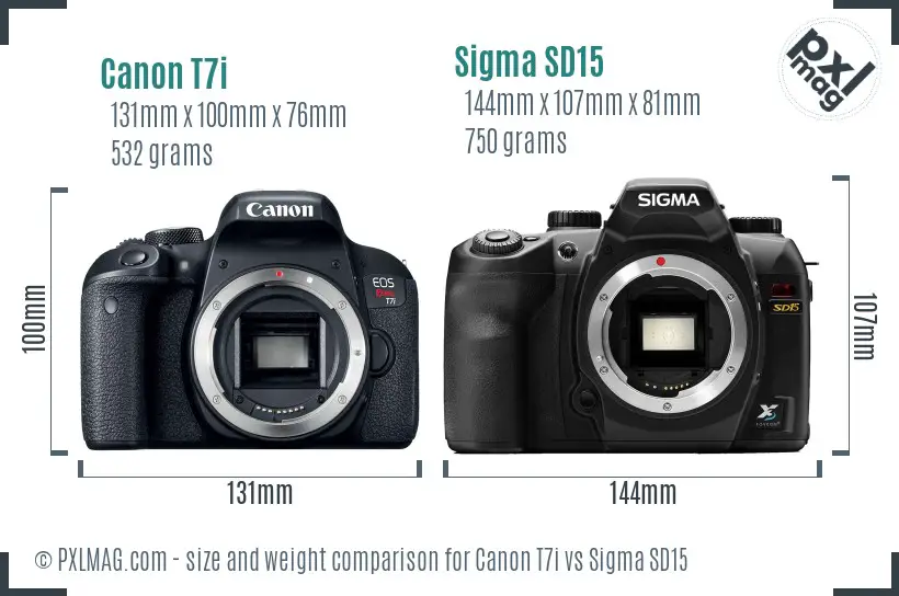 Canon T7i vs Sigma SD15 size comparison