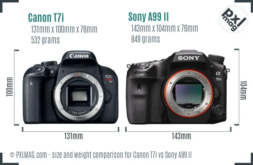 Canon T7i vs Sony A99 II size comparison