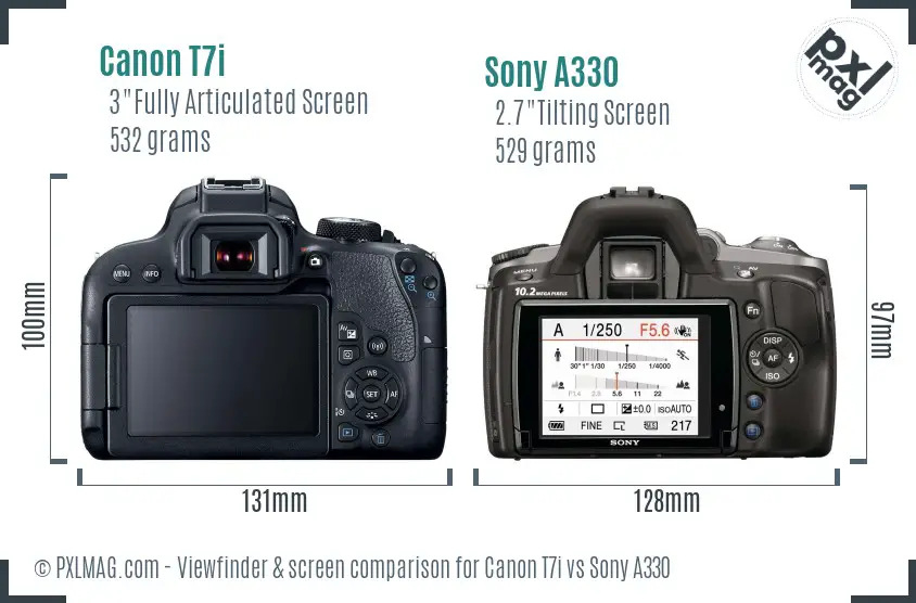 Canon T7i vs Sony A330 Screen and Viewfinder comparison