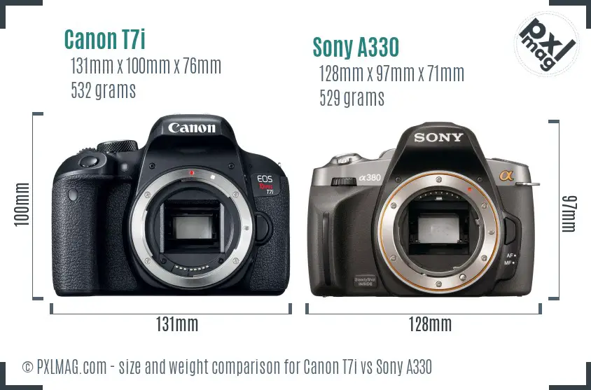 Canon T7i vs Sony A330 size comparison