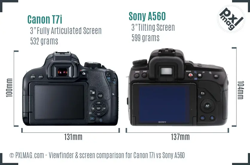 Canon T7i vs Sony A560 Screen and Viewfinder comparison