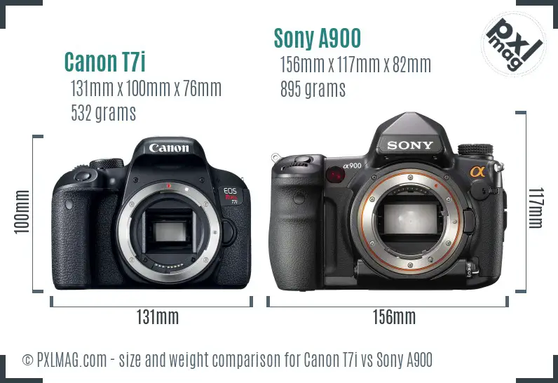 Canon T7i vs Sony A900 size comparison