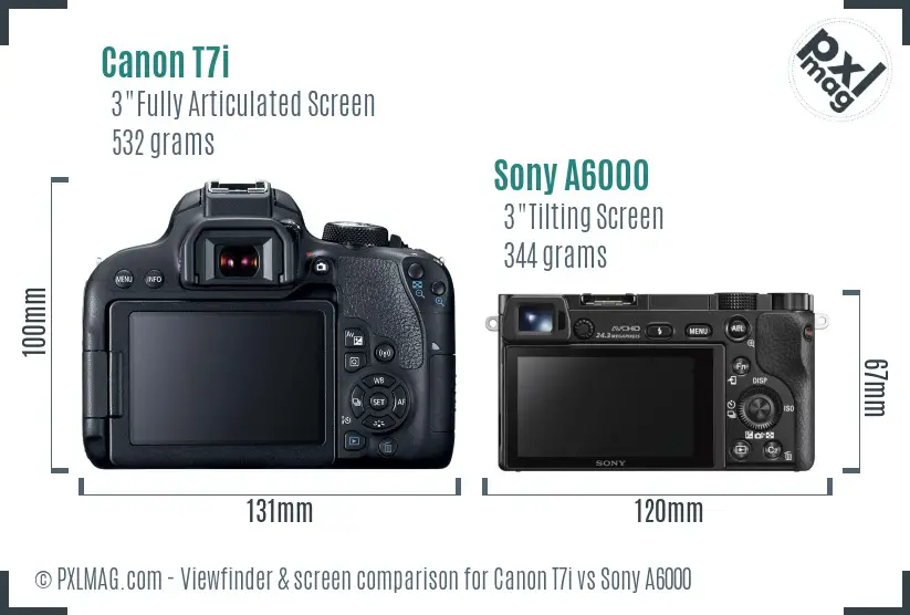 Canon T7i vs Sony A6000 Screen and Viewfinder comparison