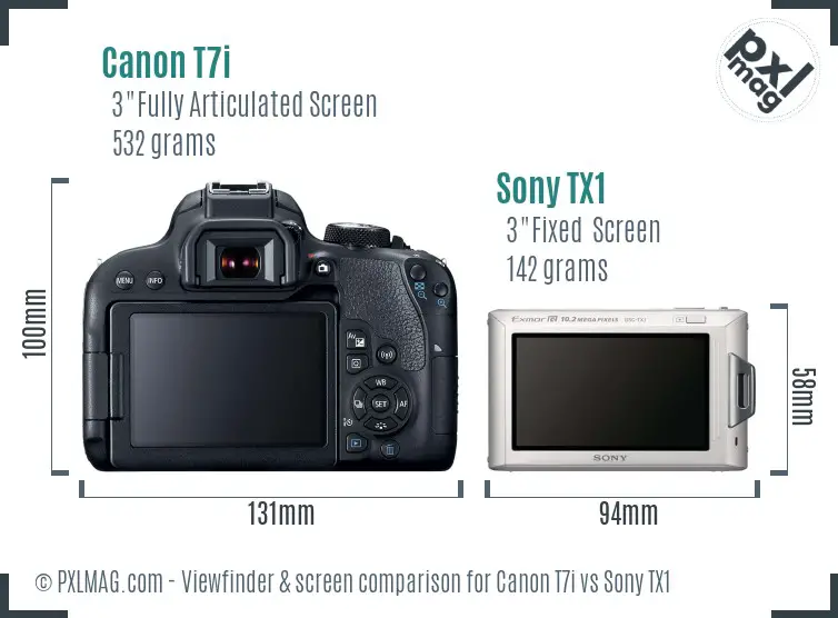 Canon T7i vs Sony TX1 Screen and Viewfinder comparison