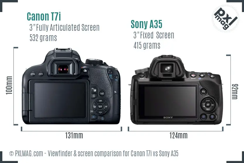 Canon T7i vs Sony A35 Screen and Viewfinder comparison