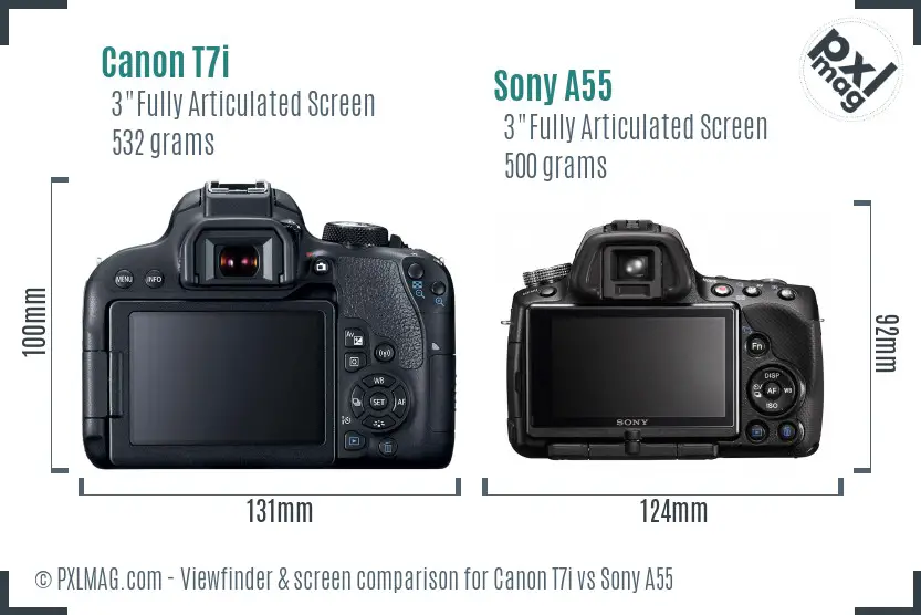 Canon T7i vs Sony A55 Screen and Viewfinder comparison