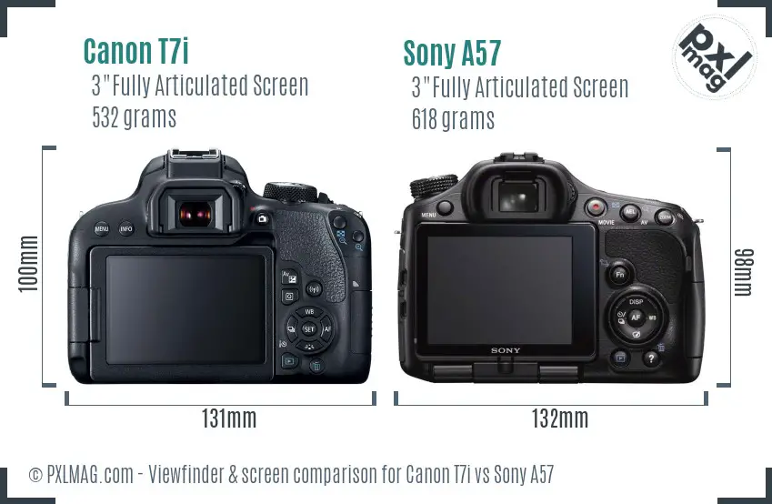 Canon T7i vs Sony A57 Screen and Viewfinder comparison