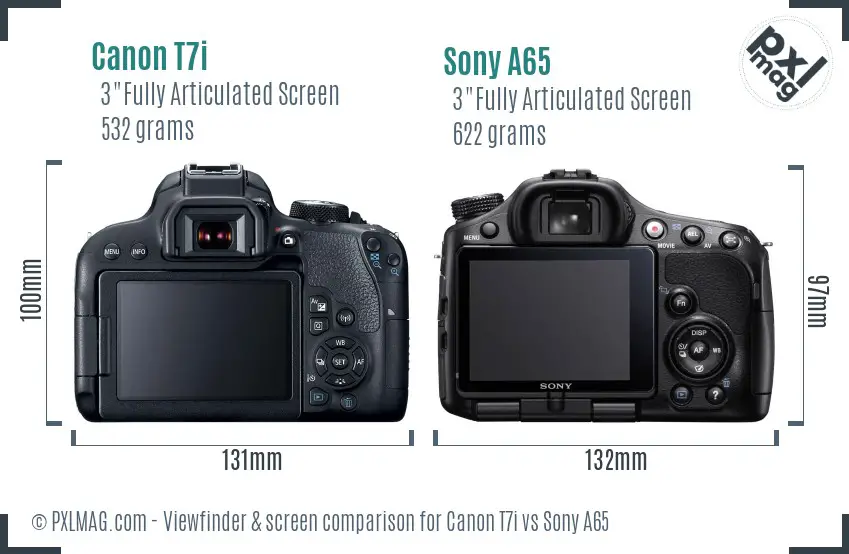 Canon T7i vs Sony A65 Screen and Viewfinder comparison
