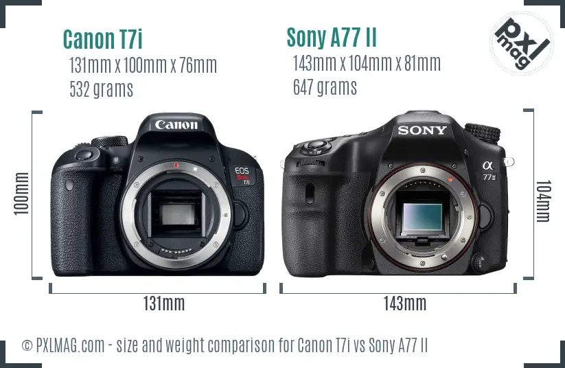 Canon T7i vs Sony A77 II size comparison Canon T7i vs Sony A77 II size comparison