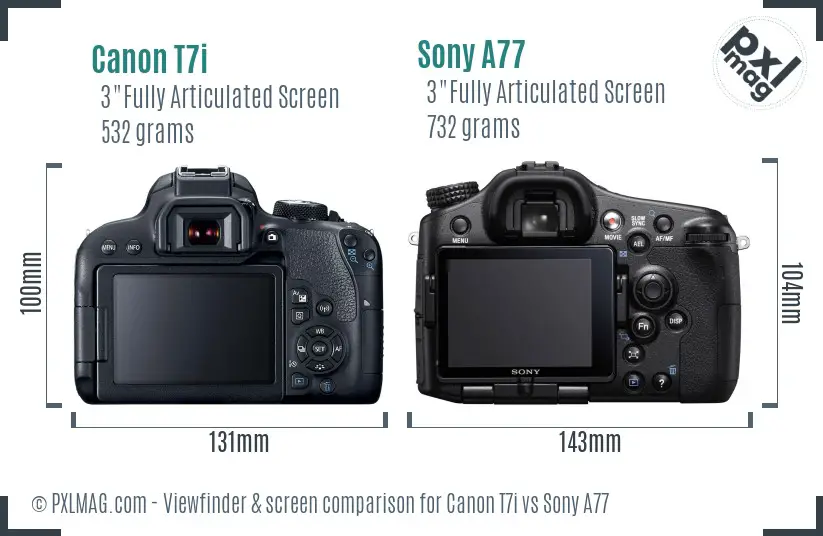 Canon T7i vs Sony A77 Screen and Viewfinder comparison