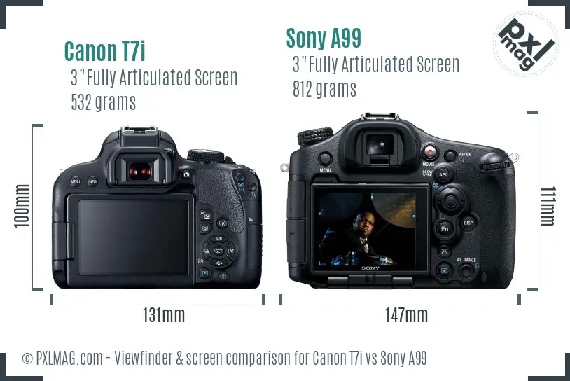 Canon T7i vs Sony A99 Screen and Viewfinder comparison