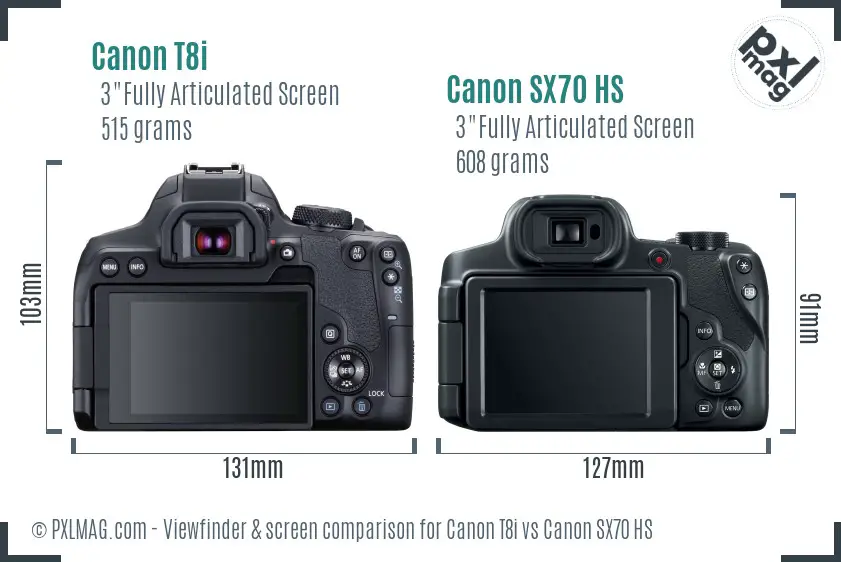 Canon T8i vs Canon SX70 HS Screen and Viewfinder comparison