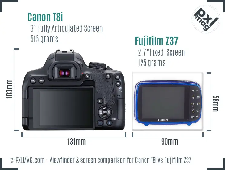 Canon T8i vs Fujifilm Z37 Screen and Viewfinder comparison