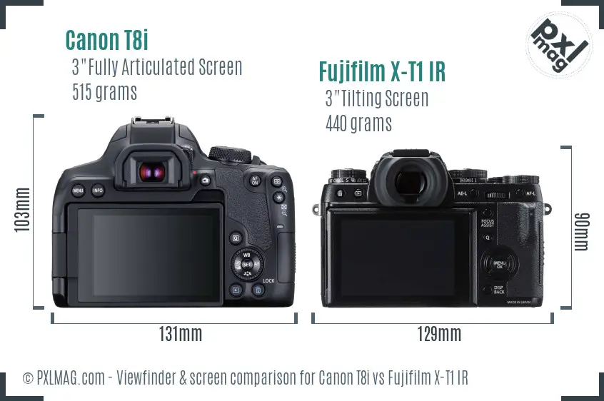 Canon T8i vs Fujifilm X-T1 IR Screen and Viewfinder comparison
