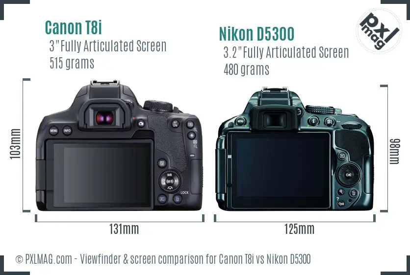 Canon T8i vs Nikon D5300 Screen and Viewfinder comparison