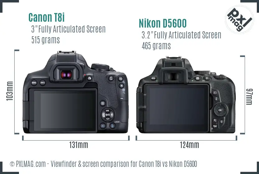Canon T8i vs Nikon D5600 Screen and Viewfinder comparison