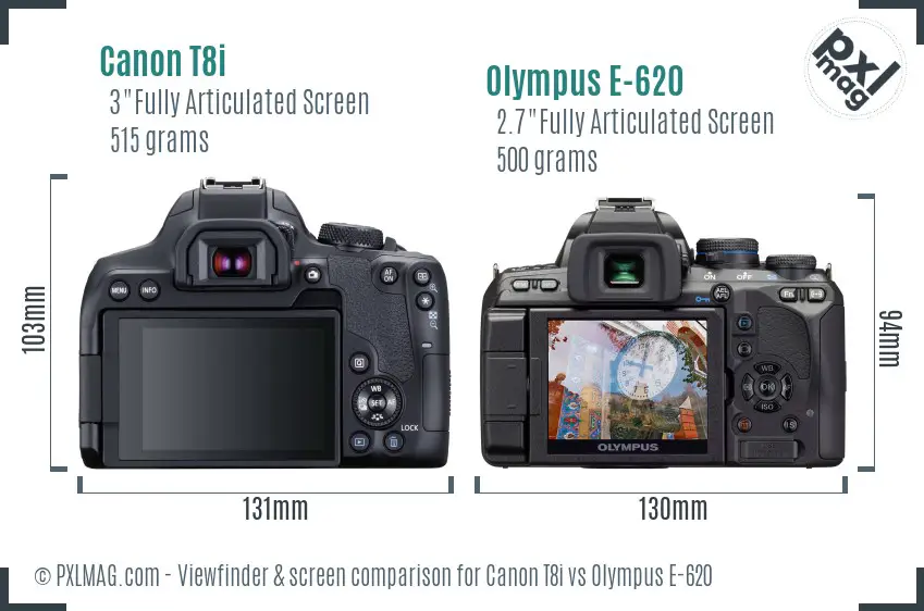 Canon T8i vs Olympus E-620 Screen and Viewfinder comparison