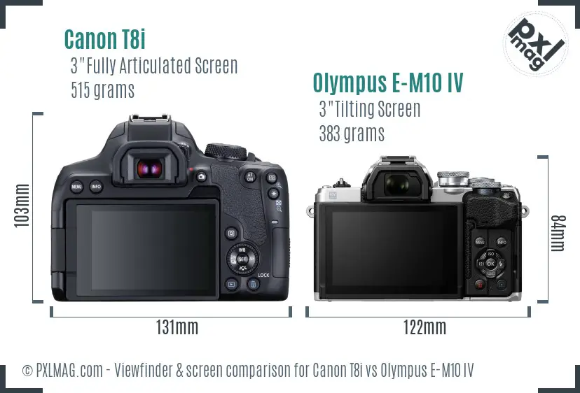 Canon T8i vs Olympus E-M10 IV Screen and Viewfinder comparison