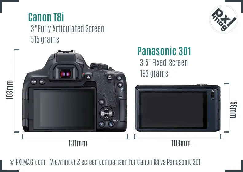 Canon T8i vs Panasonic 3D1 Screen and Viewfinder comparison