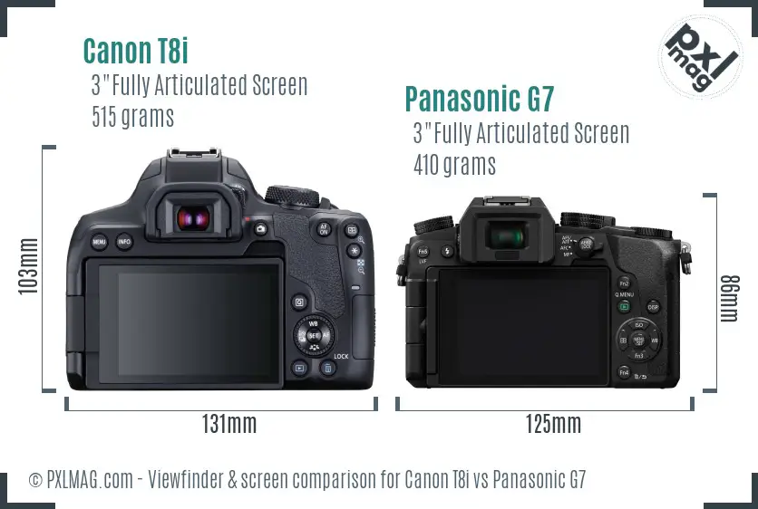 Canon T8i vs Panasonic G7 Screen and Viewfinder comparison Canon T8i vs Panasonic G7 Screen and Viewfinder comparison