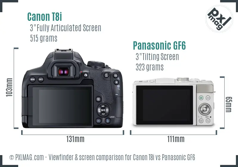 Canon T8i vs Panasonic GF6 Screen and Viewfinder comparison