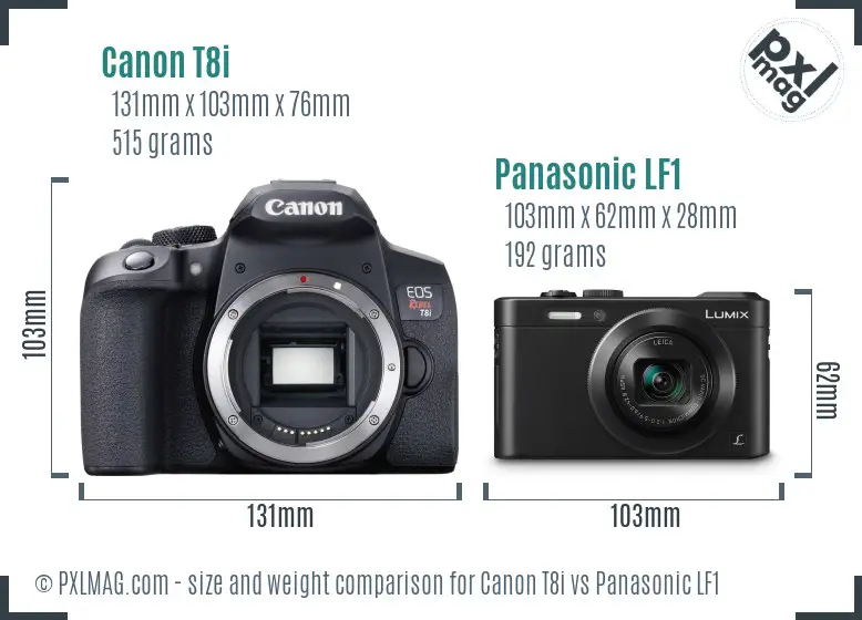 Canon T8i vs Panasonic LF1 size comparison