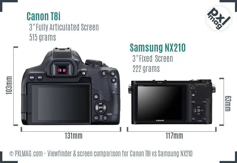 Canon T8i vs Samsung NX210 Screen and Viewfinder comparison