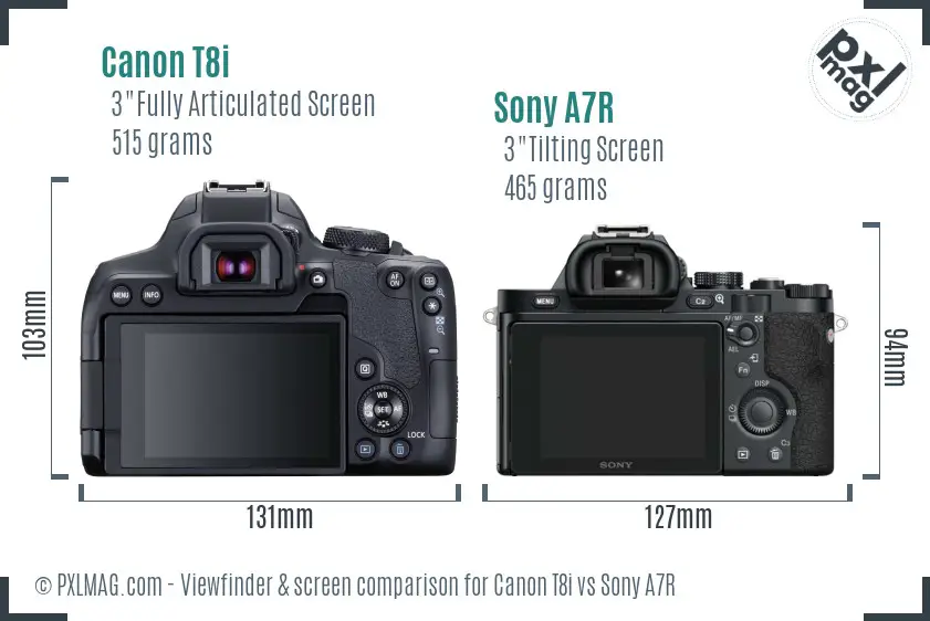 Canon T8i vs Sony A7R Screen and Viewfinder comparison