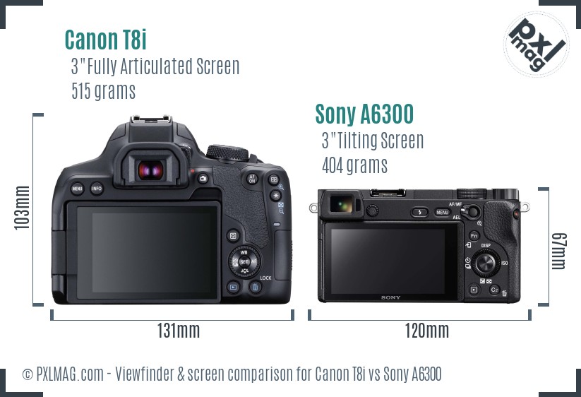 Canon T8i vs Sony A6300 Screen and Viewfinder comparison