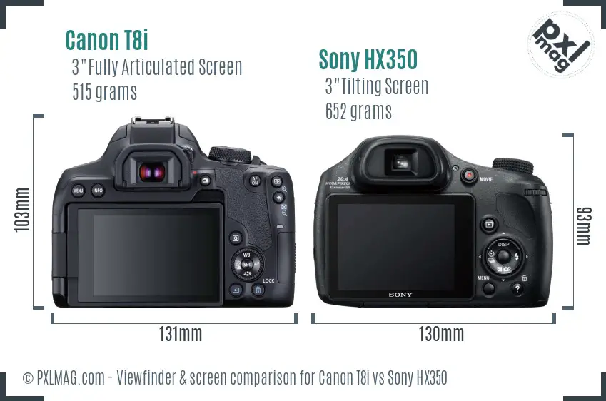 Canon T8i vs Sony HX350 Screen and Viewfinder comparison