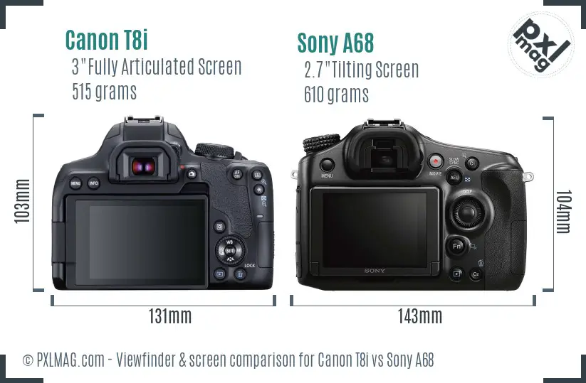 Canon T8i vs Sony A68 Screen and Viewfinder comparison