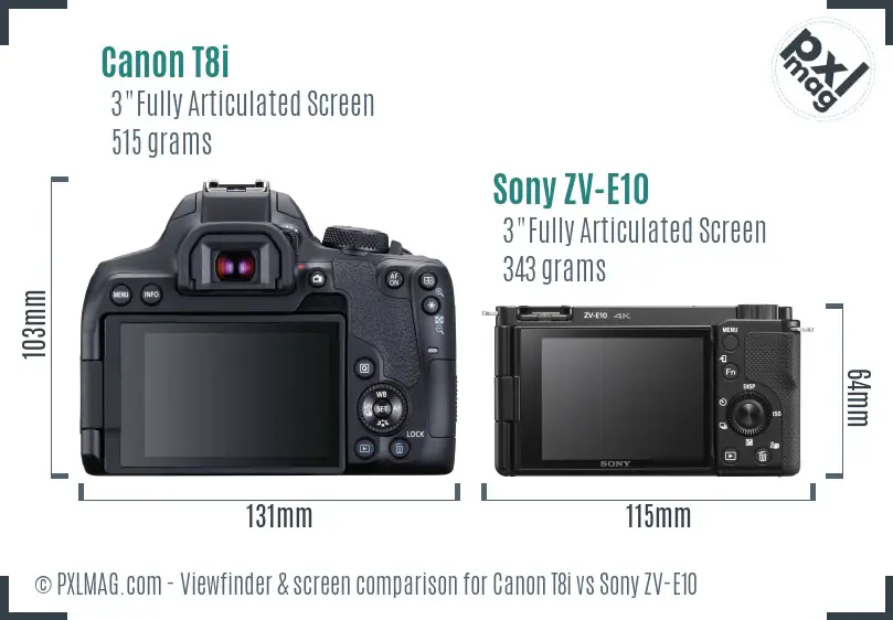 Canon T8i vs Sony ZV-E10 Screen and Viewfinder comparison Canon T8i vs Sony ZV-E10 Screen and Viewfinder comparison