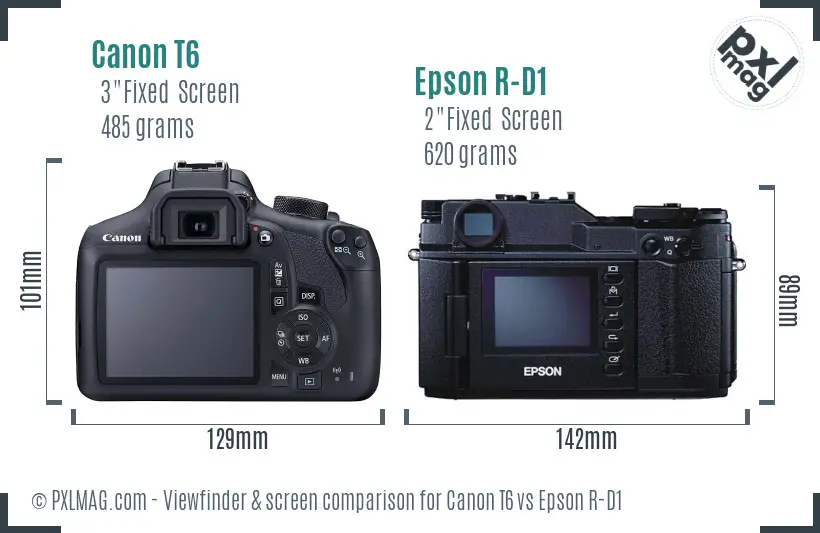 Canon T6 vs Epson R-D1 Screen and Viewfinder comparison Canon T6 vs Epson R-D1 Screen and Viewfinder comparison