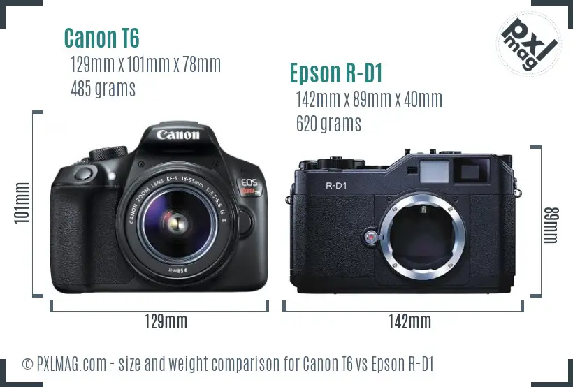 Canon T6 vs Epson R-D1 size comparison Canon T6 vs Epson R-D1 size comparison