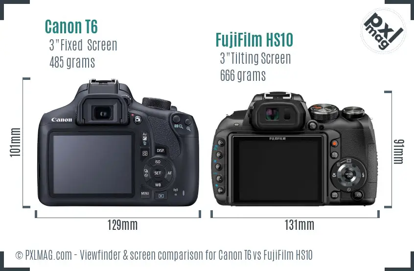 Canon T6 vs FujiFilm HS10 Screen and Viewfinder comparison Canon T6 vs FujiFilm HS10 Screen and Viewfinder comparison