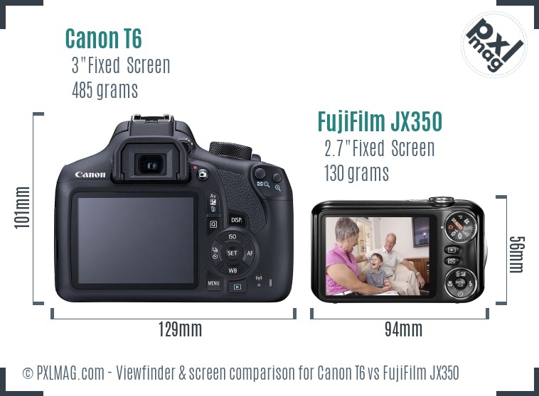Canon T6 vs FujiFilm JX350 Screen and Viewfinder comparison