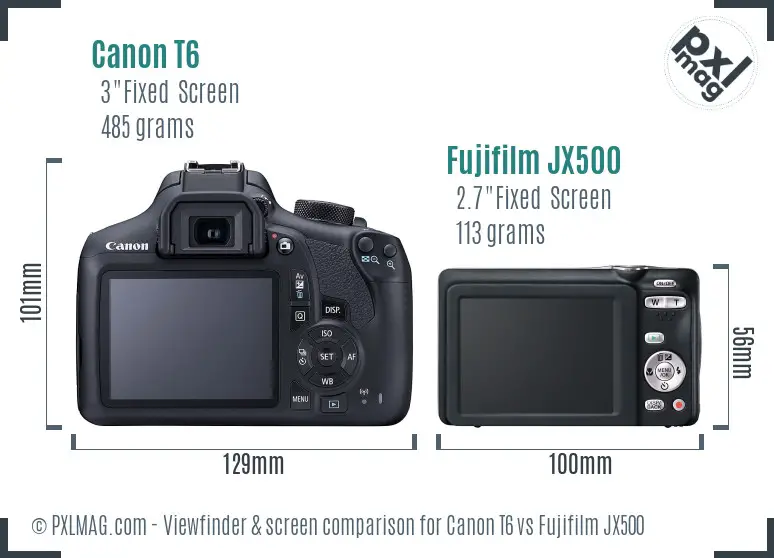 Canon T6 vs Fujifilm JX500 Screen and Viewfinder comparison Canon T6 vs Fujifilm JX500 Screen and Viewfinder comparison