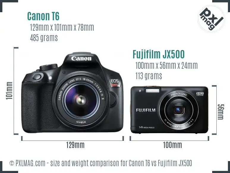 Canon T6 vs Fujifilm JX500 size comparison Canon T6 vs Fujifilm JX500 size comparison