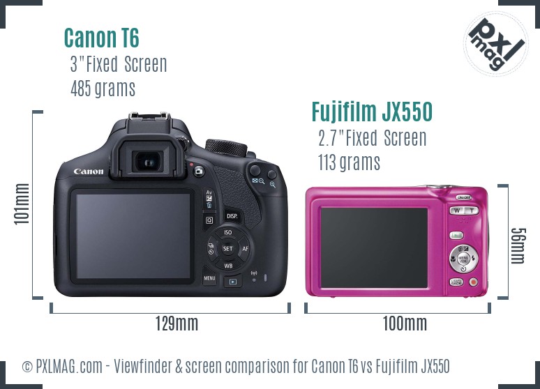 Canon T6 vs Fujifilm JX550 Screen and Viewfinder comparison