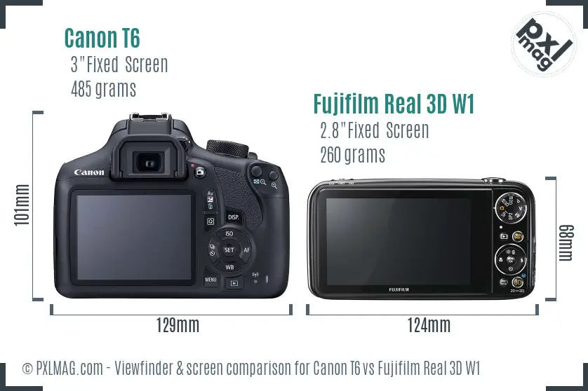 Canon T6 vs Fujifilm Real 3D W1 Screen and Viewfinder comparison Canon T6 vs Fujifilm Real 3D W1 Screen and Viewfinder comparison