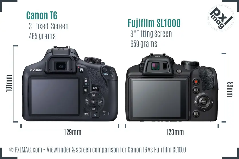 Canon T6 vs Fujifilm SL1000 Screen and Viewfinder comparison