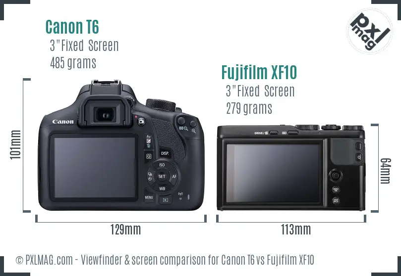 Canon T6 vs Fujifilm XF10 Screen and Viewfinder comparison