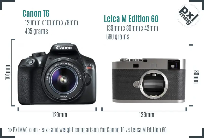 Canon T6 vs Leica M Edition 60 size comparison