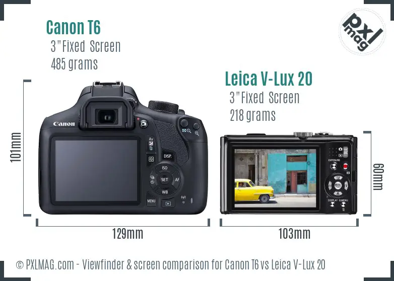 Canon T6 vs Leica V-Lux 20 Screen and Viewfinder comparison