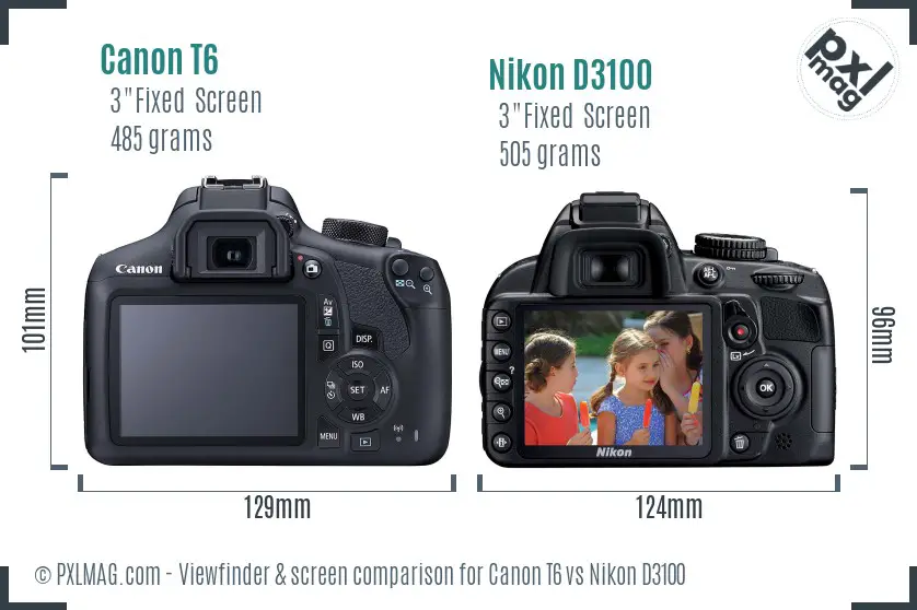 Canon T6 vs Nikon D3100 Screen and Viewfinder comparison Canon T6 vs Nikon D3100 Screen and Viewfinder comparison
